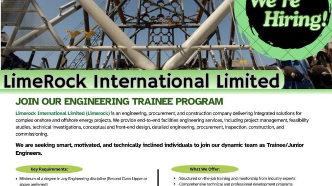 LimeRock International Limited Engineering Trainee Program 2025 Apply Now