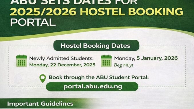 ABU Hostel Booking for 2025/2026