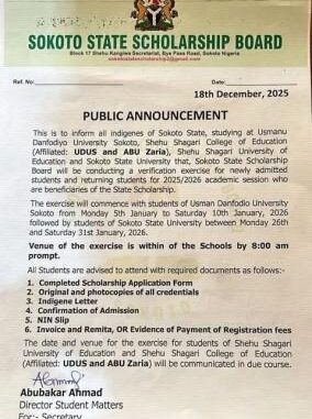 Sokoto State Scholarship Board